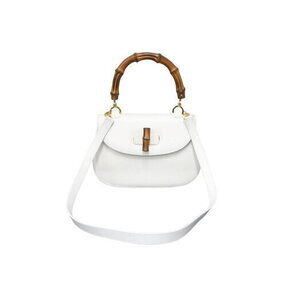 Gucci Bamboo Bag Shoulder Handbag White Leather